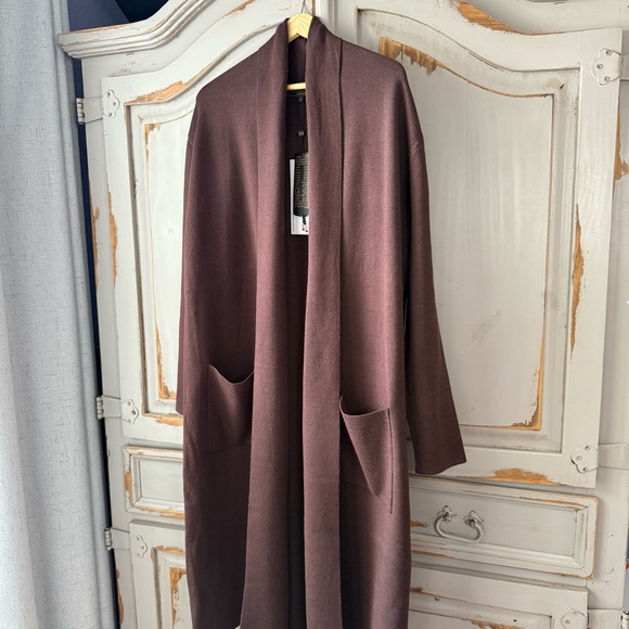 Max Sport Sweaters - Max Sport | Lux Dark Brown Duster Cardigan Open Front Size Medium